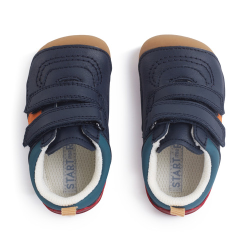 Start Rite Zap Navy Blue Leather Rip-tape Baby Pre-walkers