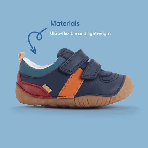 Start Rite Zap Navy Blue Leather Rip-tape Baby Pre-walkers