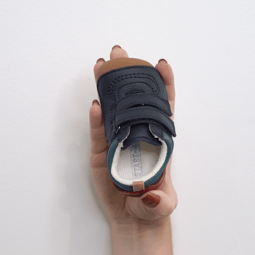 Start Rite Zap Navy Blue Leather Rip-tape Pre-walking Baby Shoes