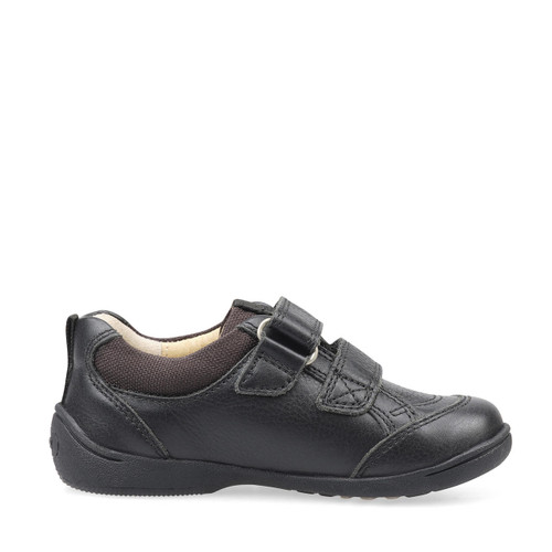 Start Rite Zigzag Black Leather Boys Rip-tape First School Shoes