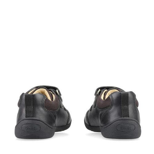 Start Rite Zigzag Black Leather Boys Rip-tape First School Shoes