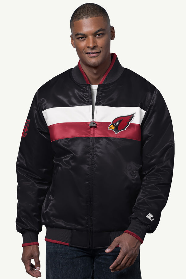 starter MENS ARIZONA CARDINALS AMBASSADOR SATIN VARSITY JACKET