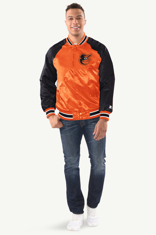 Starter MENS BALTIMORE ORIOLES INDUCTEE SATIN VARSITY JACKET