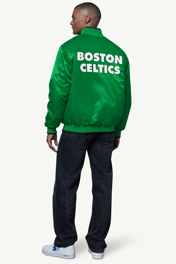 Starter MENS BOSTON CELTICS AMBASSADOR SATIN VARSITY JACKET