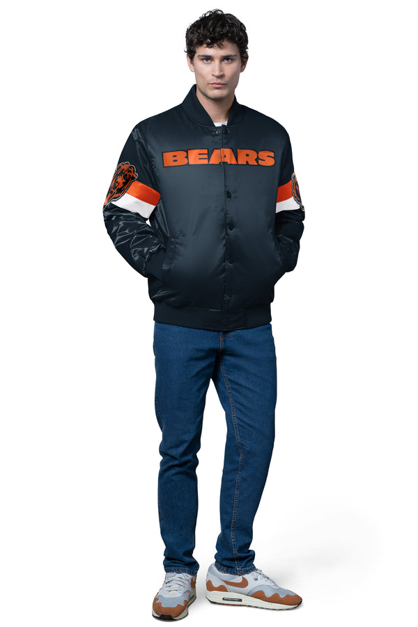 Starter MENS CHICAGO BEARS TRIPLE OPTION SATIN VARSITY JACKET