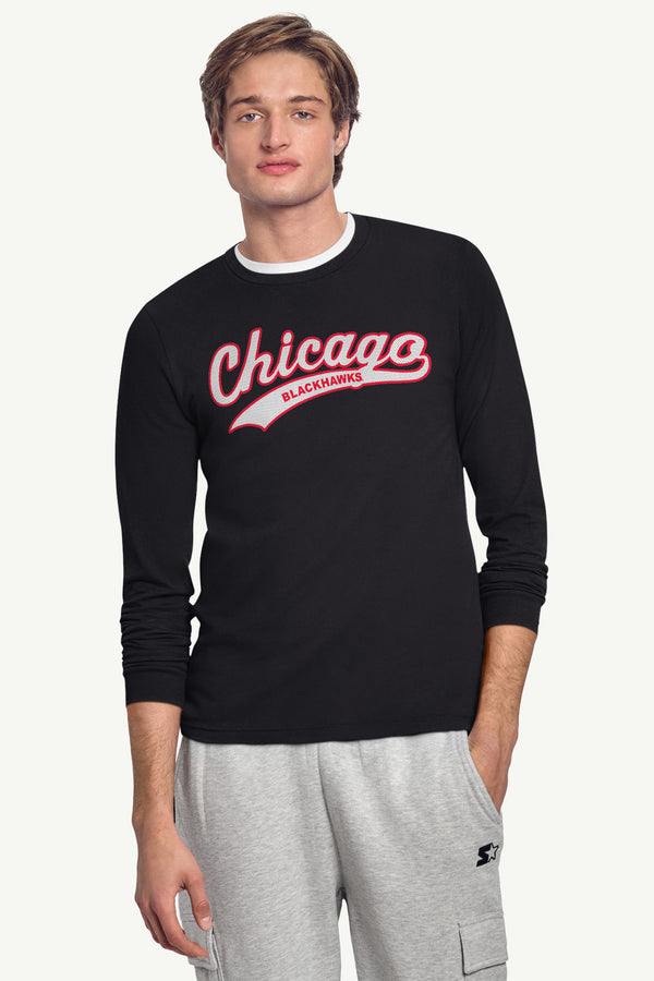Starter MENS CHICAGO BLACKHAWKS TAILSWEEP LONG SLEEVE T SHIRT
