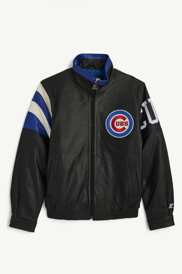 starter MENS CHICAGO CUBS RETRO FULL ZIP LEATHER JACKET