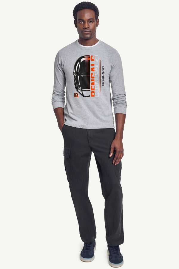 Starter MENS CINCINNATI BENGALS HALF HELMET LONG SLEEVE T SHIRT