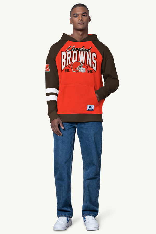 Starter MENS CLEVELAND BROWNS INTERCEPTION COLORBLOCK HOODIE