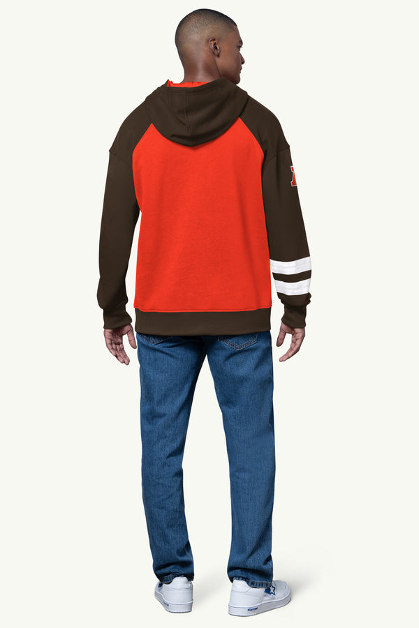 Starter MENS CLEVELAND BROWNS INTERCEPTION COLORBLOCK HOODIE