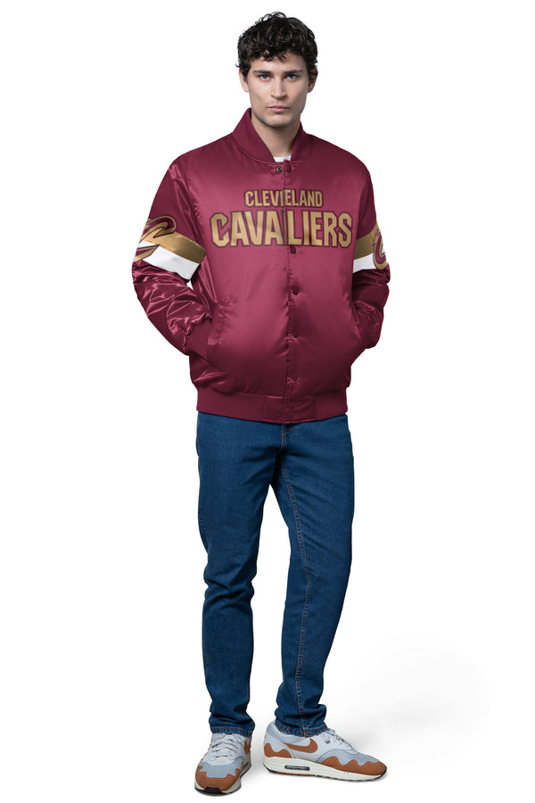 Starter MENS CLEVELAND CAVALIERS TRIPLE OPTION SATIN VARSITY JACKET