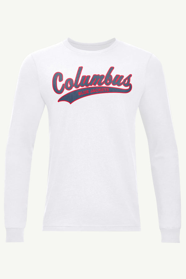 starter MENS COLUMBUS BLUE JACKETS TAILSWEEP LONG SLEEVE T SHIRT