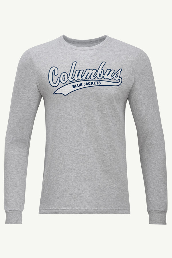 starter MENS COLUMBUS BLUE JACKETS TAILSWEEP LONG SLEEVE T SHIRT
