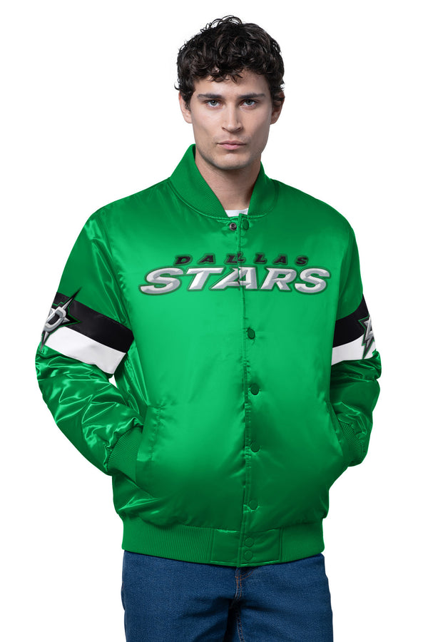 starter MENS DALLAS STARS TRIPLE OPTION SATIN VARSITY JACKET
