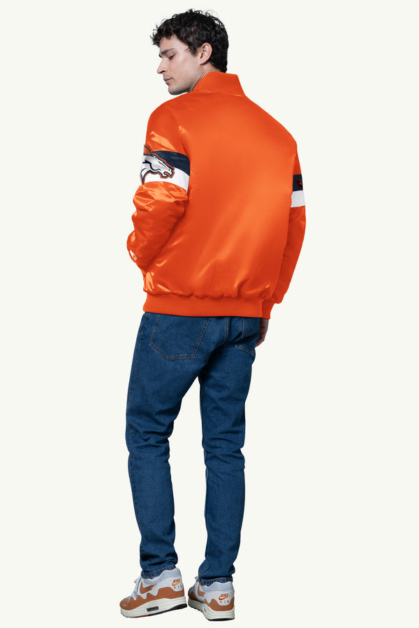 Starter MENS DENVER BRONCOS TRIPLE OPTION SATIN VARSITY JACKET