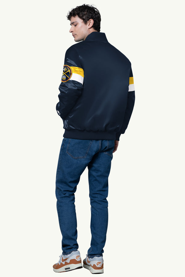 Starter MENS DENVER NUGGETS TRIPLE OPTION SATIN VARSITY JACKET