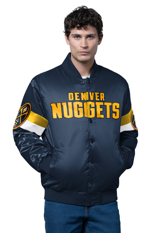 starter MENS DENVER NUGGETS TRIPLE OPTION SATIN VARSITY JACKET