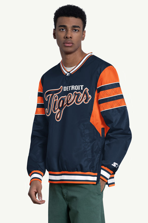 starter MENS DETRIOT TIGERS ENFORCER V-NECK PULLOVER JACKET