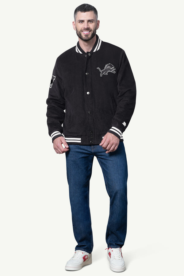 Starter MENS DETROIT LIONS BLACKOUT CORDUROY VARSITY JACKET