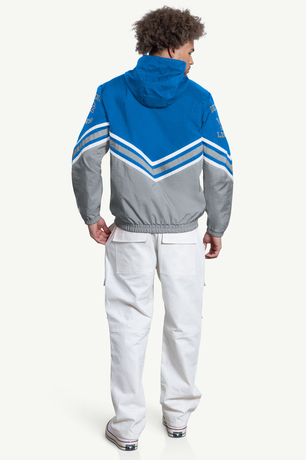 Starter MENS DETROIT LIONS FAIR PLAY HALF ZIP HOODED PULLOVER