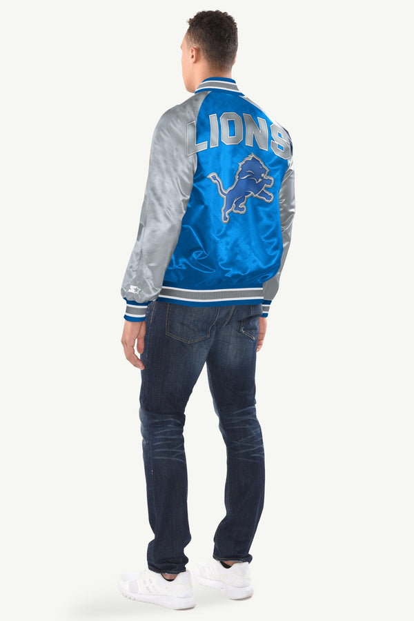 Starter MENS DETROIT LIONS INDUCTEE SATIN VARSITY JACKET