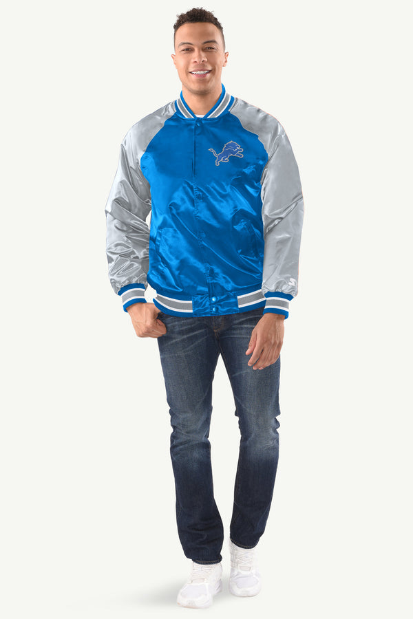 Starter MENS DETROIT LIONS INDUCTEE SATIN VARSITY JACKET