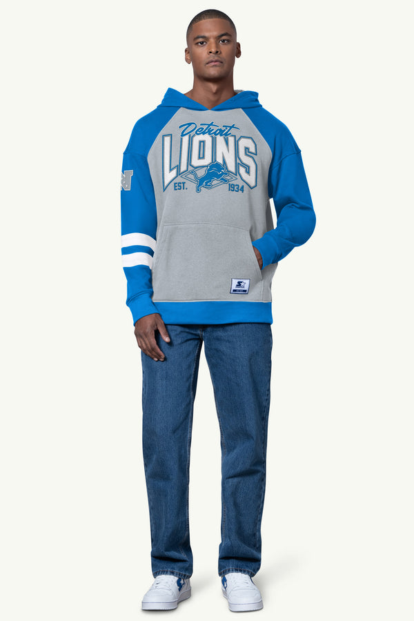 Starter MENS DETROIT LIONS INTERCEPTION COLORBLOCK HOODIE