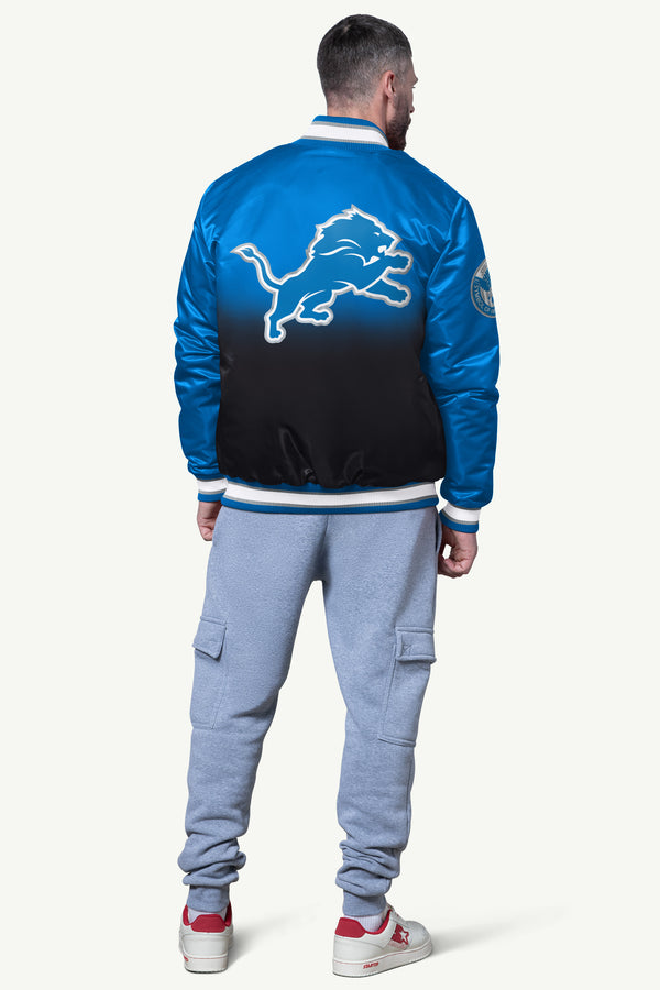 Starter MENS DETROIT LIONS PASS RUSH SATIN VARSITY JACKET