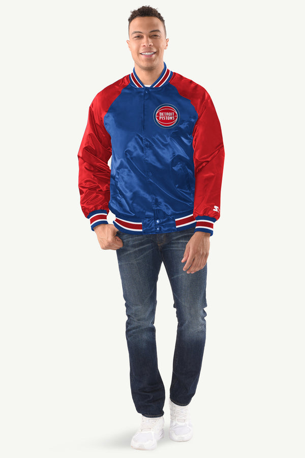Starter MENS DETROIT PISTONS INDUCTEE SATIN VARSITY JACKET