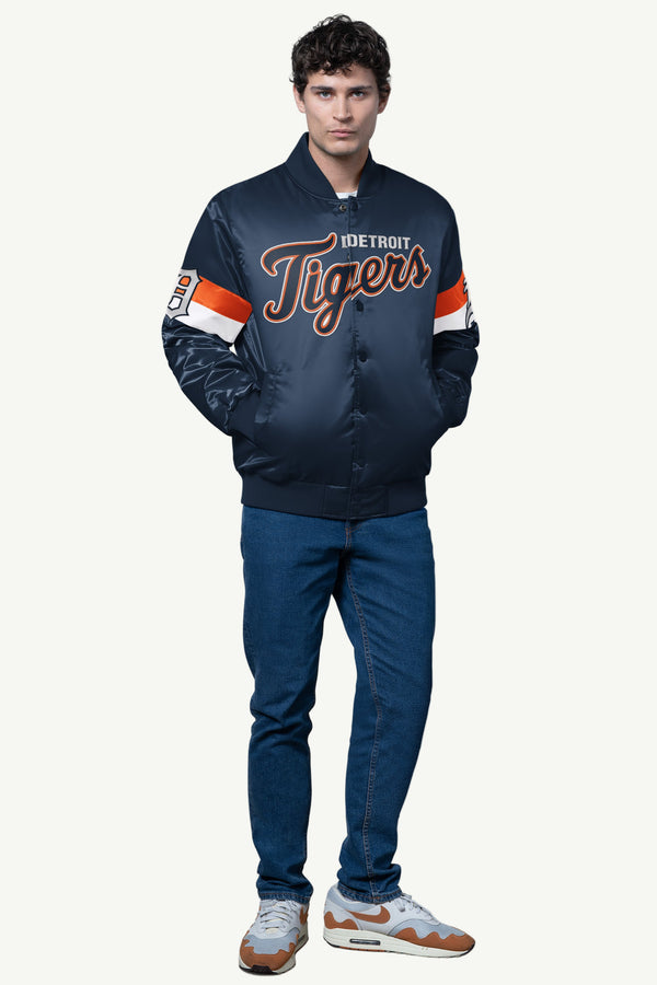 Starter MENS DETROIT TIGERS TRIPLE OPTION SATIN VARSITY JACKET