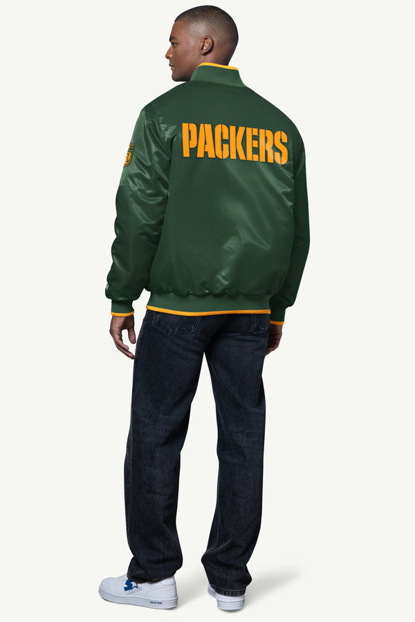 Starter MENS GREEN BAY PACKERS AMBASSADOR SATIN VARSITY JACKET