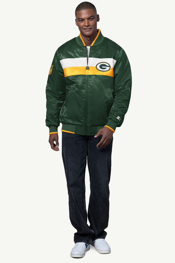 Starter MENS GREEN BAY PACKERS AMBASSADOR SATIN VARSITY JACKET