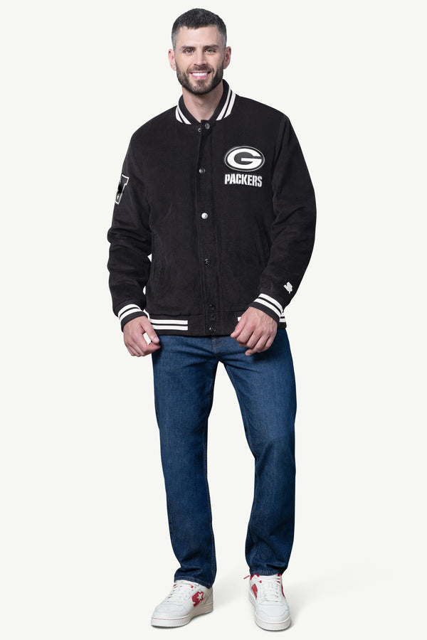 Starter MENS GREEN BAY PACKERS BLACKOUT CORDUROY VARSITY JACKET