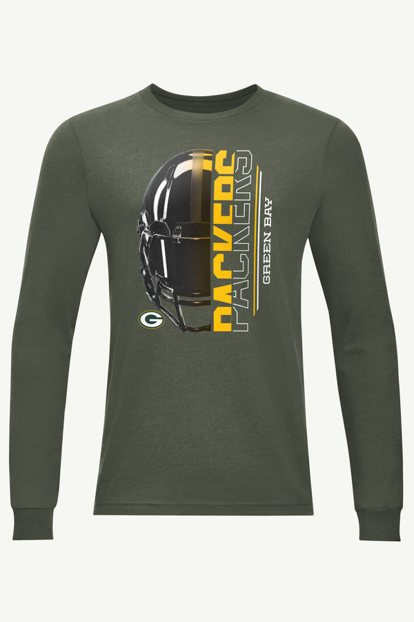 starter MENS GREEN BAY PACKERS HALF HELMET LONG SLEEVE T SHIRT