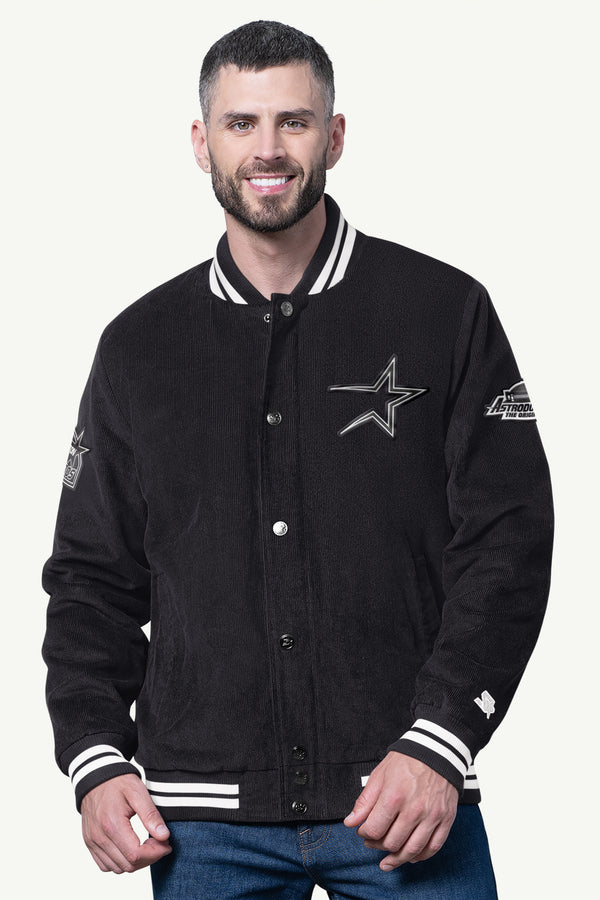 starter MENS HOUSTON ASTROS BLACKOUT CORDUROY VARSITY JACKET