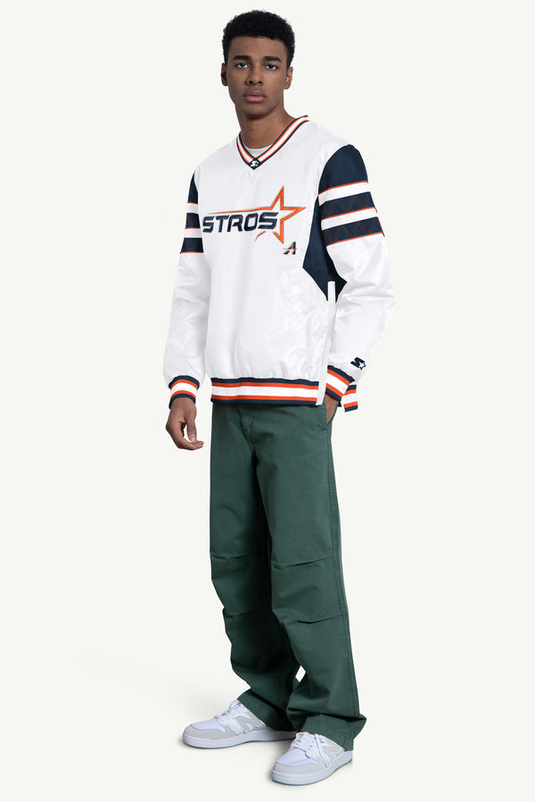 Starter MENS HOUSTON ASTROS ENFORCER V-NECK PULLOVER JACKET