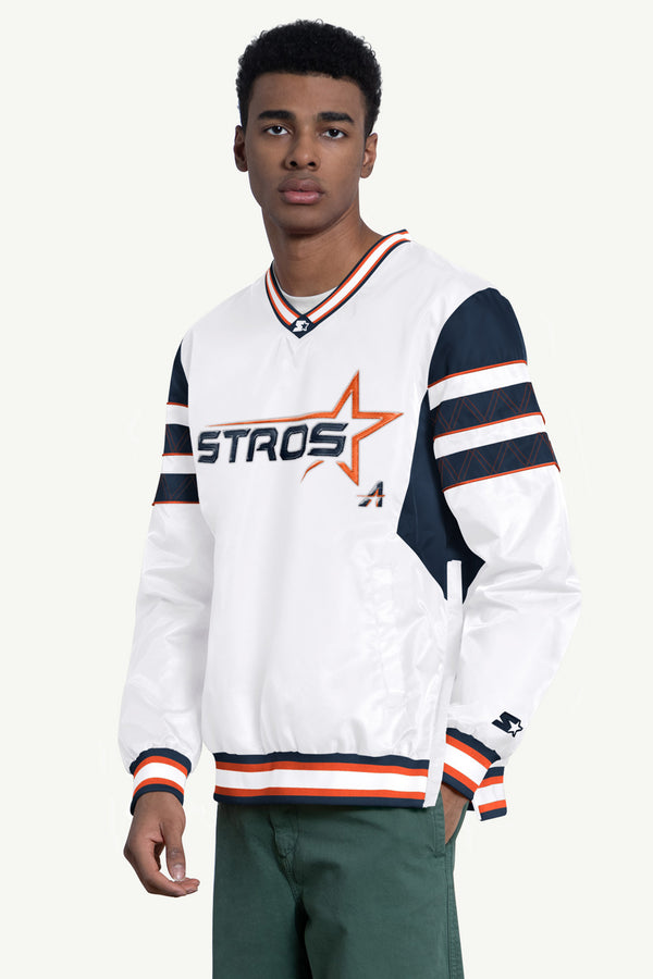 starter MENS HOUSTON ASTROS ENFORCER V-NECK PULLOVER JACKET