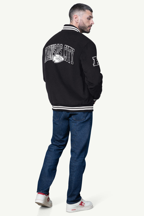 Starter MENS KANSAS CITY CHIEFS BLACKOUT CORDUROY VARSITY JACKET