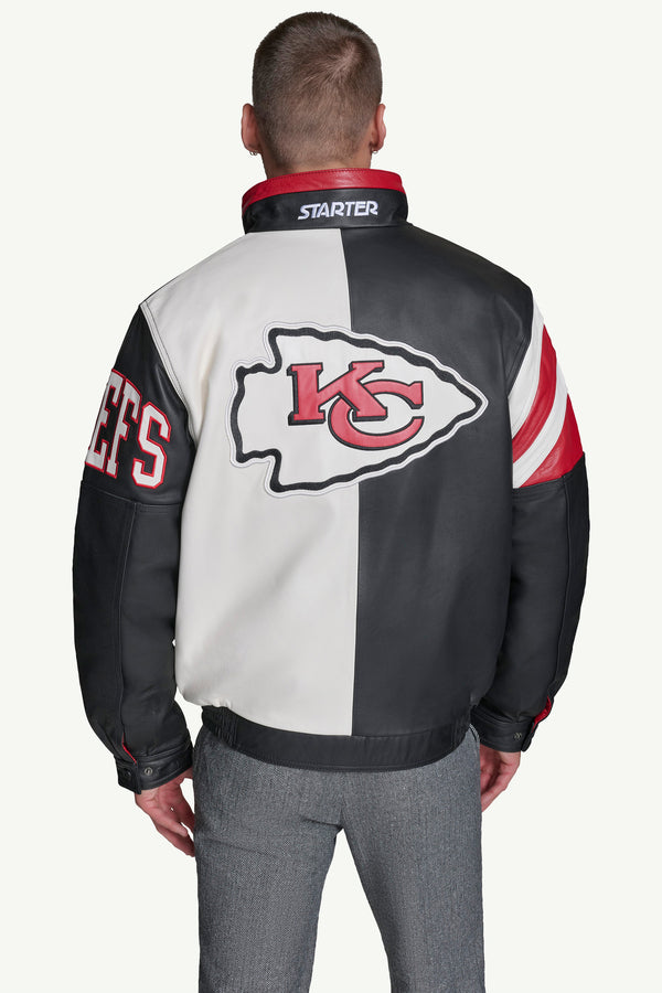 Starter MENS KANSAS CITY CHIEFS FULL ZIP LEATHER JACKET