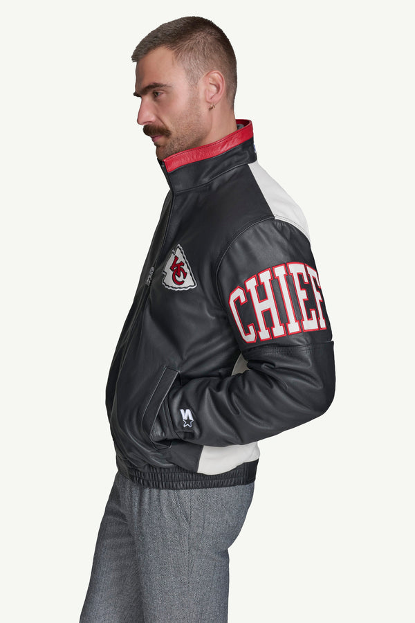 Starter MENS KANSAS CITY CHIEFS FULL ZIP LEATHER JACKET