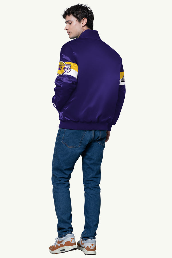 Starter MENS LA LAKERS TRIPLE OPTION SATIN VARSITY JACKET
