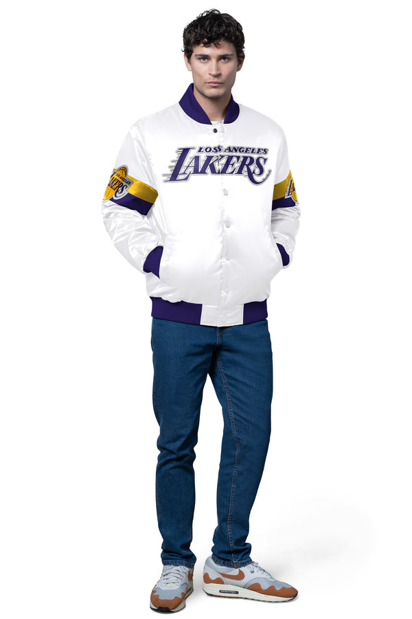 Starter MENS LA LAKERS TRIPLE OPTION SATIN VARSITY JACKET