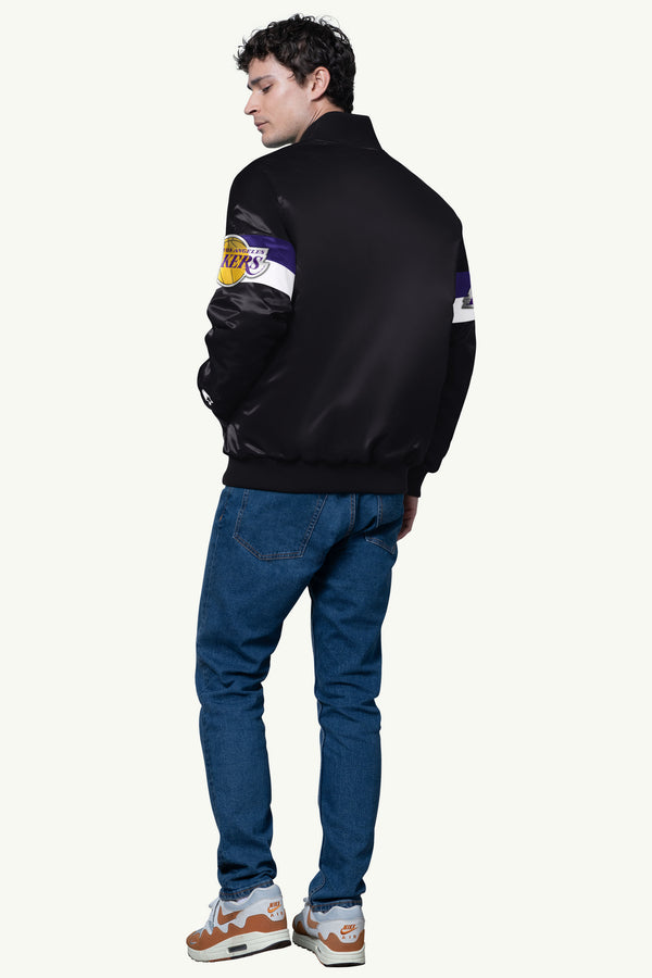 Starter MENS LA LAKERS TRIPLE OPTION SATIN VARSITY JACKET