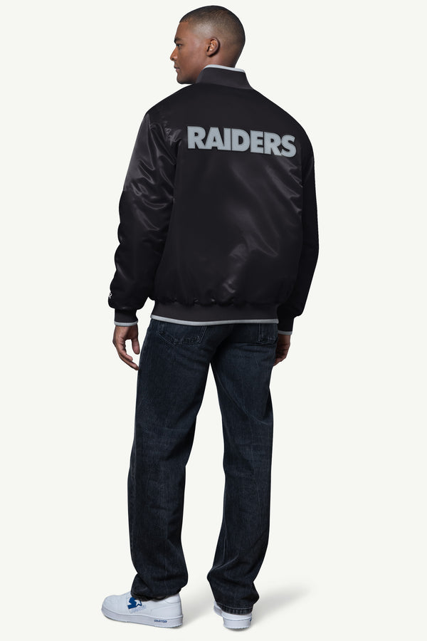 Starter MENS LAS VEGAS RAIDERS AMBASSADOR SATIN VARSITY JACKET