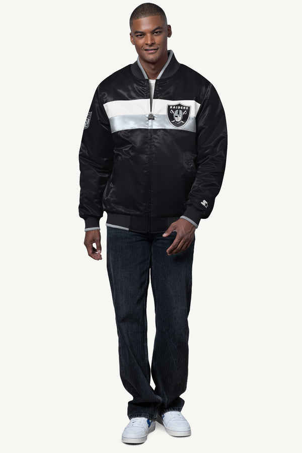 Starter MENS LAS VEGAS RAIDERS AMBASSADOR SATIN VARSITY JACKET