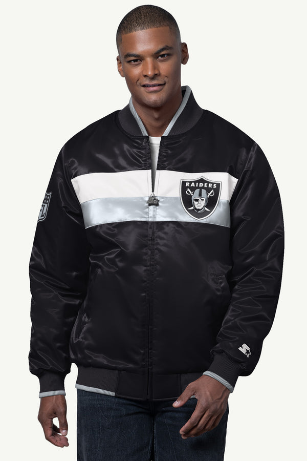 starter MENS LAS VEGAS RAIDERS AMBASSADOR SATIN VARSITY JACKET