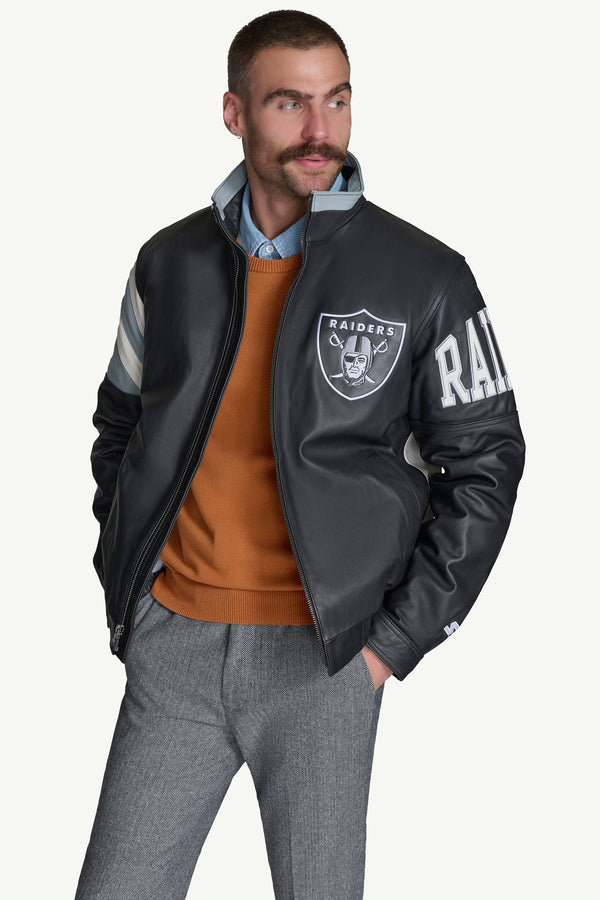 Starter MENS LAS VEGAS RAIDERS FULL ZIP LEATHER JACKET