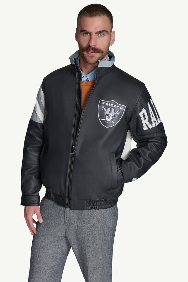 starter MENS LAS VEGAS RAIDERS FULL ZIP LEATHER JACKET