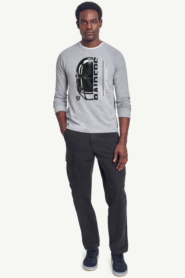 Starter MENS LAS VEGAS RAIDERS HALF HELMET LONG SLEEVE T SHIRT