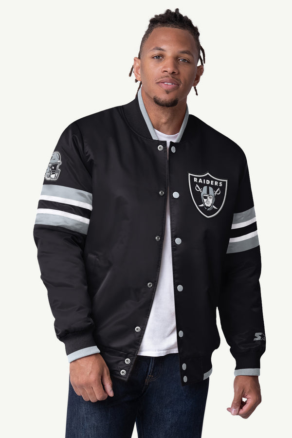 starter MENS LAS VEGAS RAIDERS SATIN VARSITY JACKET